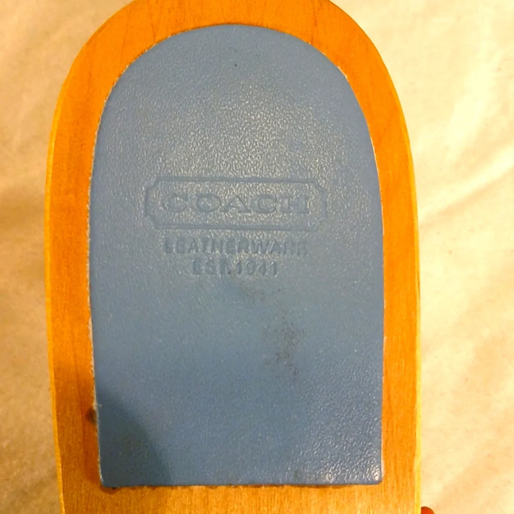 Stunning Coach Blue & Green Seude Wood Studded Mule/Sandal - Picture 9 of 16